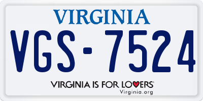 VA license plate VGS7524