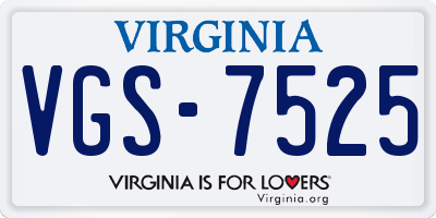 VA license plate VGS7525