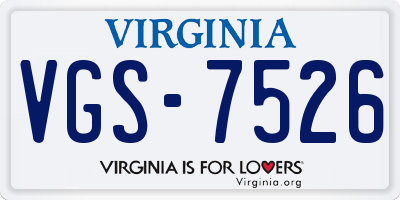 VA license plate VGS7526