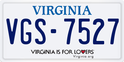 VA license plate VGS7527