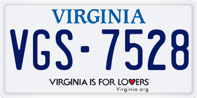 VA license plate VGS7528