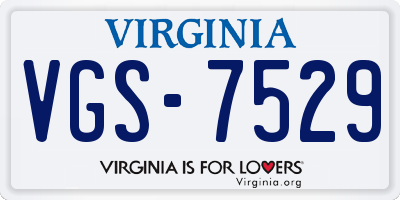 VA license plate VGS7529