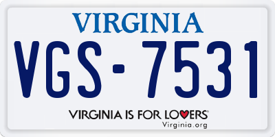 VA license plate VGS7531