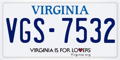 VA license plate VGS7532