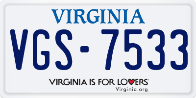 VA license plate VGS7533