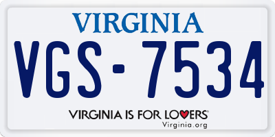 VA license plate VGS7534
