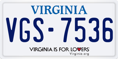 VA license plate VGS7536
