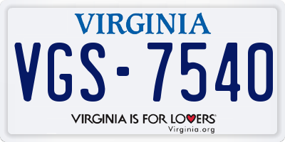 VA license plate VGS7540