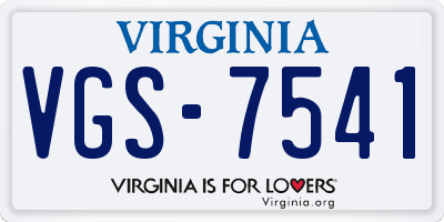 VA license plate VGS7541