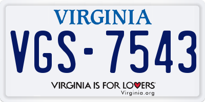 VA license plate VGS7543
