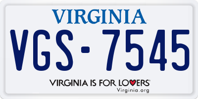 VA license plate VGS7545