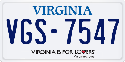 VA license plate VGS7547
