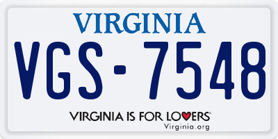 VA license plate VGS7548