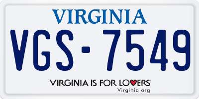 VA license plate VGS7549