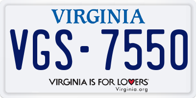 VA license plate VGS7550