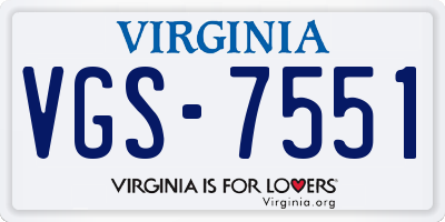 VA license plate VGS7551