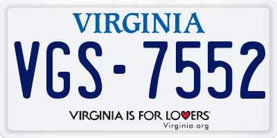 VA license plate VGS7552