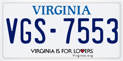 VA license plate VGS7553