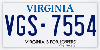 VA license plate VGS7554