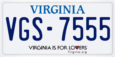 VA license plate VGS7555