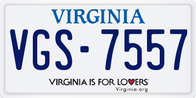 VA license plate VGS7557