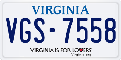 VA license plate VGS7558