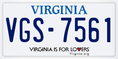 VA license plate VGS7561