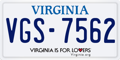 VA license plate VGS7562