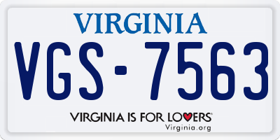 VA license plate VGS7563