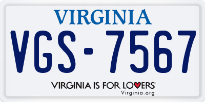 VA license plate VGS7567
