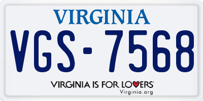 VA license plate VGS7568