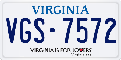 VA license plate VGS7572