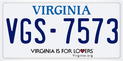 VA license plate VGS7573