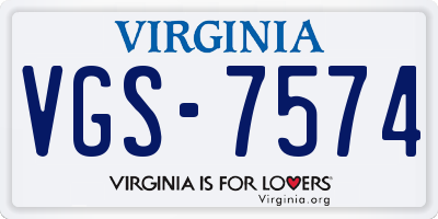 VA license plate VGS7574