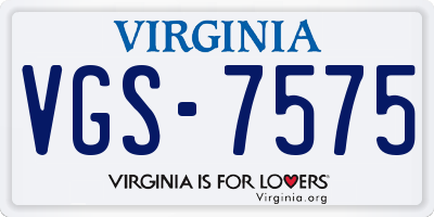 VA license plate VGS7575
