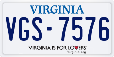 VA license plate VGS7576