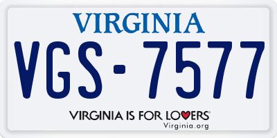VA license plate VGS7577