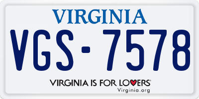 VA license plate VGS7578