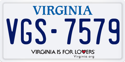 VA license plate VGS7579