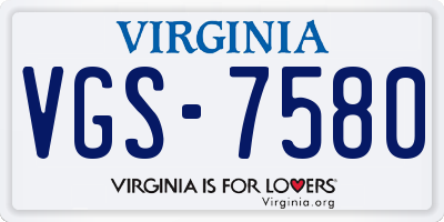 VA license plate VGS7580