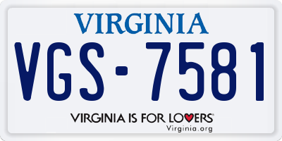 VA license plate VGS7581