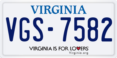 VA license plate VGS7582