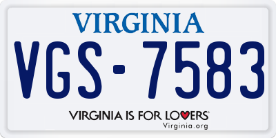 VA license plate VGS7583
