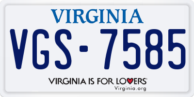 VA license plate VGS7585