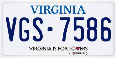VA license plate VGS7586
