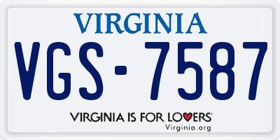 VA license plate VGS7587