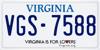 VA license plate VGS7588