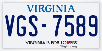 VA license plate VGS7589