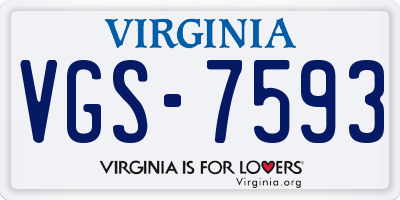 VA license plate VGS7593