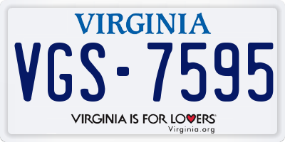 VA license plate VGS7595